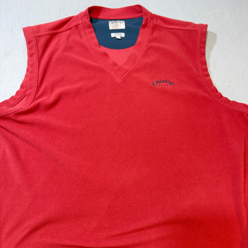 Callaway Golf Sport Men's Red‎ Micro Fleece V-Neck Pullover Vest Size XL